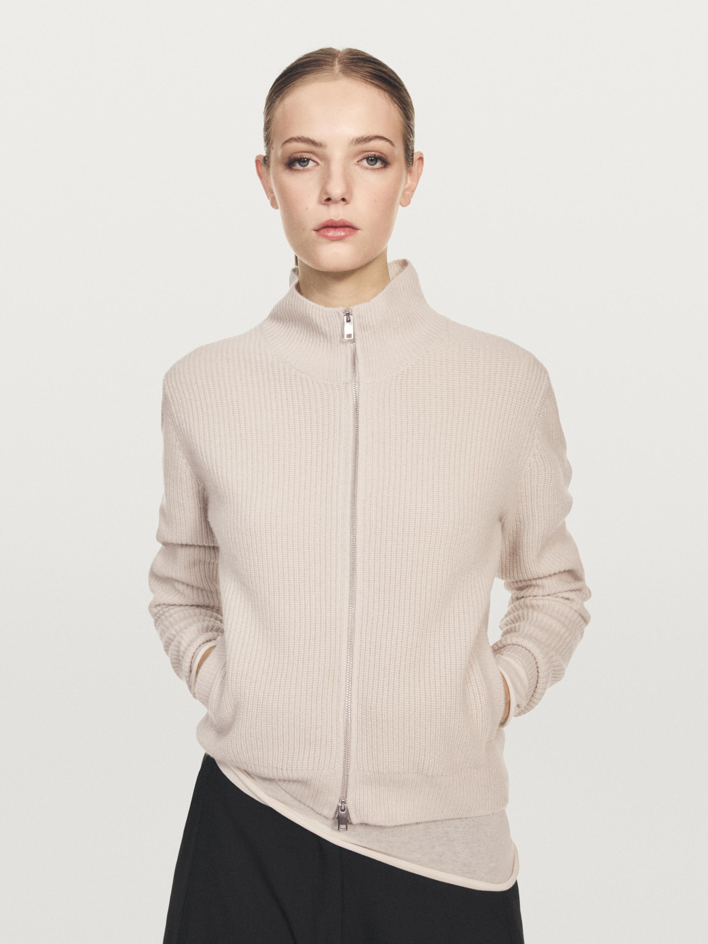 100% cashmere zip-up cardigan